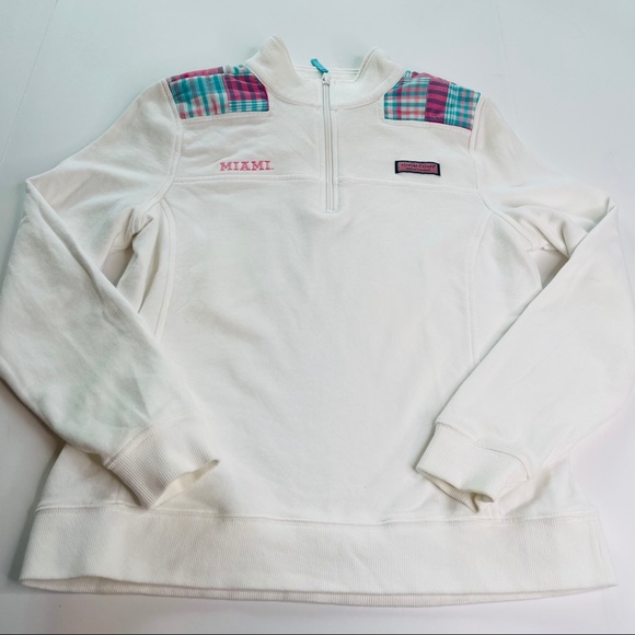 Vineyard Vines Miami White Plaid Pullover Shep Sweater Size Medium - Picture 7 of 11